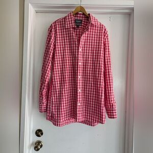 Bonobos Men's Casual Dress Shirt 16.5 34 Gingham Check Red White Button Up